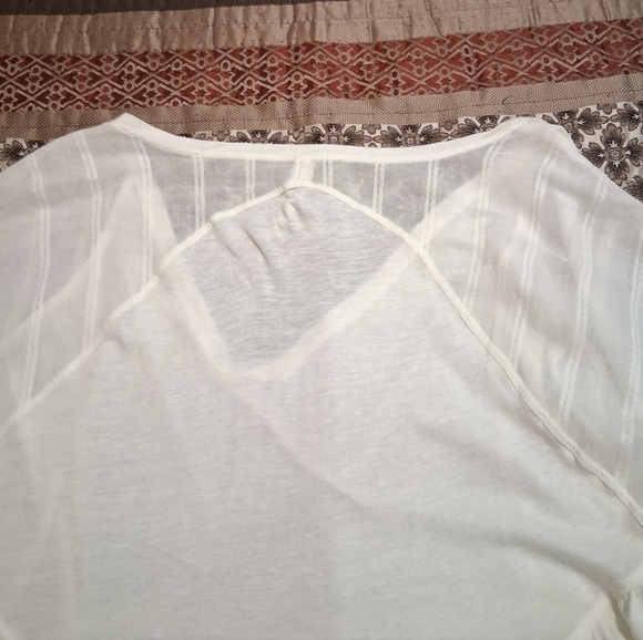 Free People Layered Shirt Linen Blend Neutral Short Sleeve Babydoll Ivory SzS - Picture 3 of 14